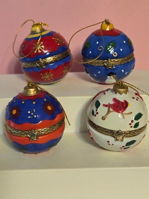 Porcelain/Ceramic Ball Hinged Trinket Box Ornament YOU CHOOSE-