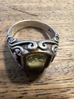 Sterling Silber Peridot Stein Ring Art Deco Prachtvoll!