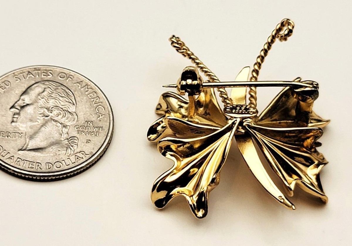 Vtg Signed 1966 GROSSE Christian Dior Germany Gold tone BUTTERFLY