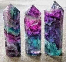 FLUORITE CRYSTAL SINGLE POINTED QUARTZ PENCIL HEALING WAND OBELISK RAINBOW GEM