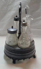 Antique Vintage  Victorian Silverplate  4 Insert  Cruet Set