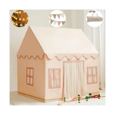 Large Kids Tent Playhouse Basic Mat with Star Lights, Flags and Tote Bags, Ki...