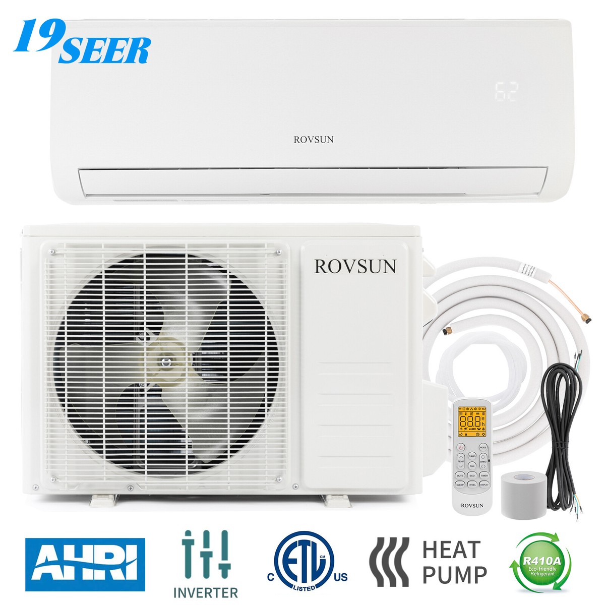 18000BTU Mini Split AC/Heating System, 19SEER Wall Air Conditioner u0026amp;  Heater 230V | eBay