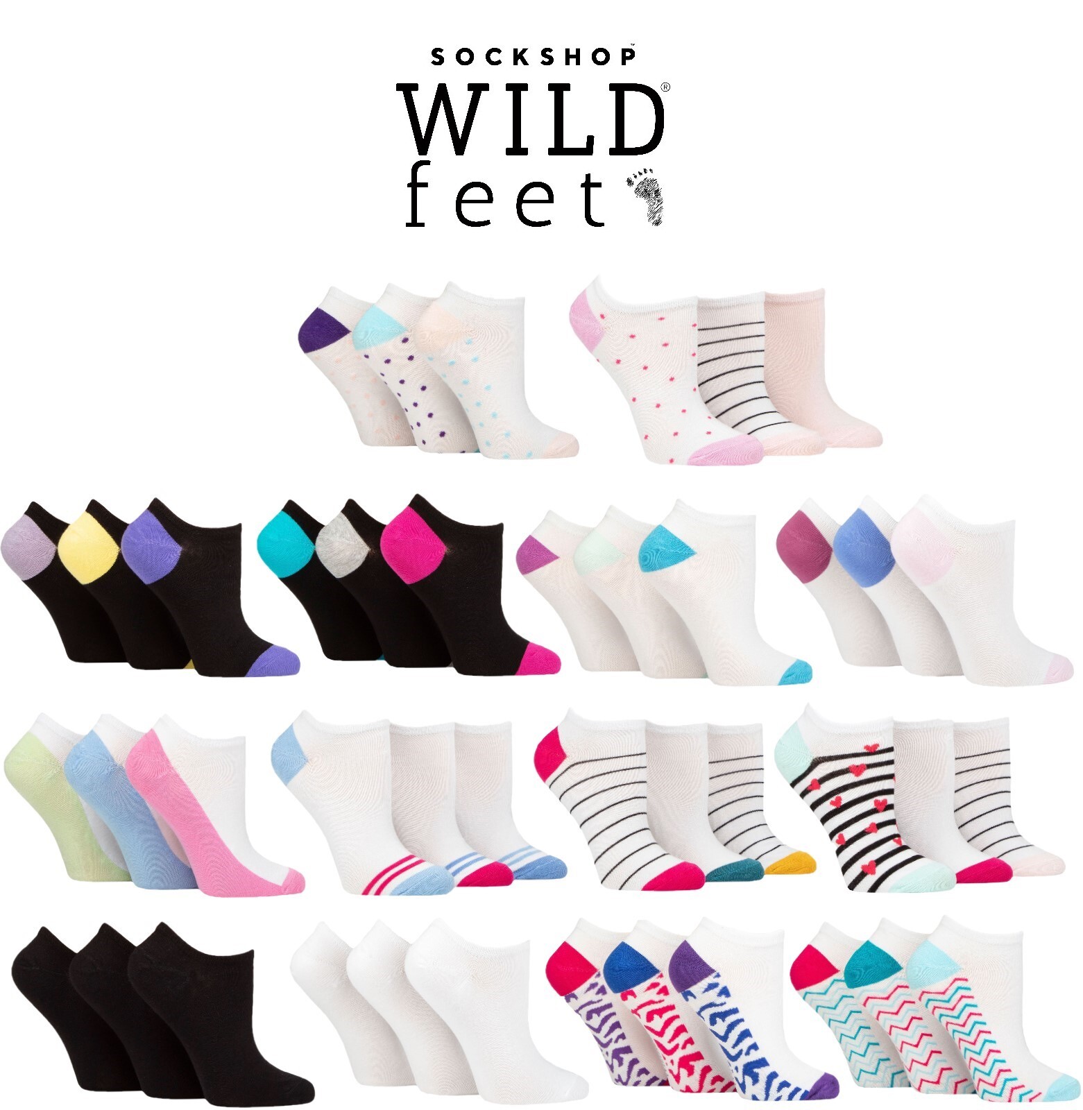 SAOLA Womens Trainer Socks in Many Colours & Designs Bamboo 3 Pairs SOCKSHOP Wild Feet