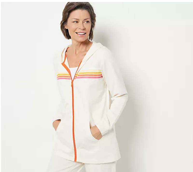 Sport Savvy M Oatmeal French Terry Hooded Zip Front Jacket A469044
