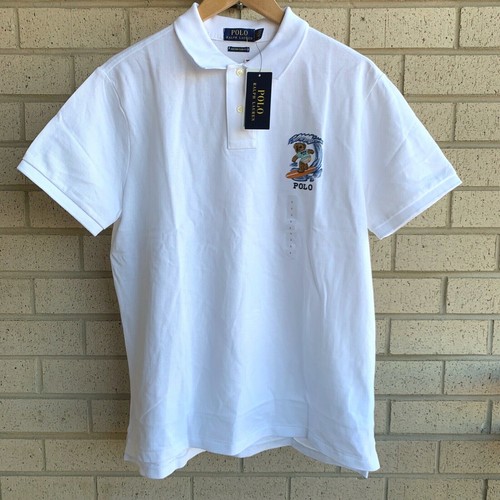 Polo 1992 Ralph Lauren Surfing Bear Shirt - White - Men's Size Large - NWT