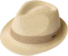 Packable Straw Fedora Panama Sun Summer Beach Hat Cuban Trilby Men Women 56-67Cm
