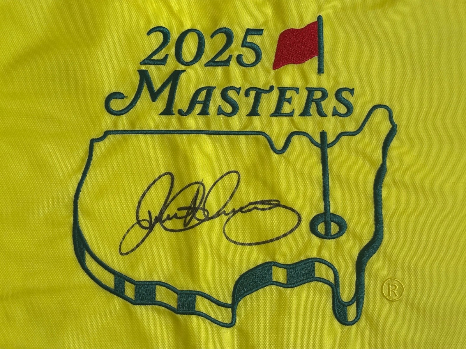 Rory McIlroy Champion PGA Autographed Signed 2025 MASTERS Pin Flag PSA view 2