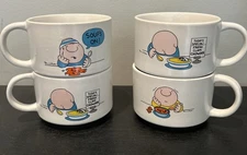 (4) VTG 1980 Ziggy Soup Coffee Mugs Restaurant Ware Stoneware Tom Wilson