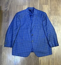 NWOT Jack Victor Blue Plaid Sport Coat Blazer Size 42 Super 130  s Wool