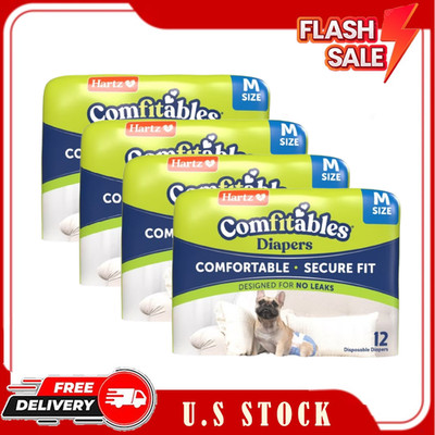 4 pack, Hartz Comfitables Dog Diapers, Medium 12 Count