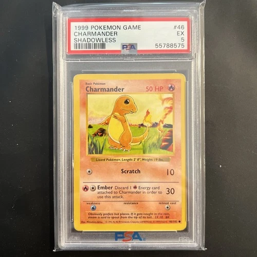 Pokemon Base Set Shadowless Charmander 46/102 PSA 5