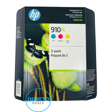 GENUINE 3-PACK HP 910XL Cyan/Magenta/Yellow Color Ink Cartridges SEALED Box 2026
