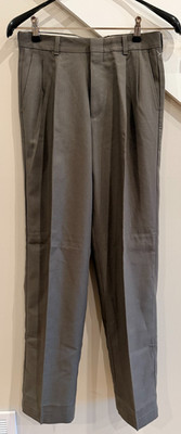 VTG Gant Pleated Trousers 28x30 Olive Grey Twill Talon Zip Deadstock NWOT USA