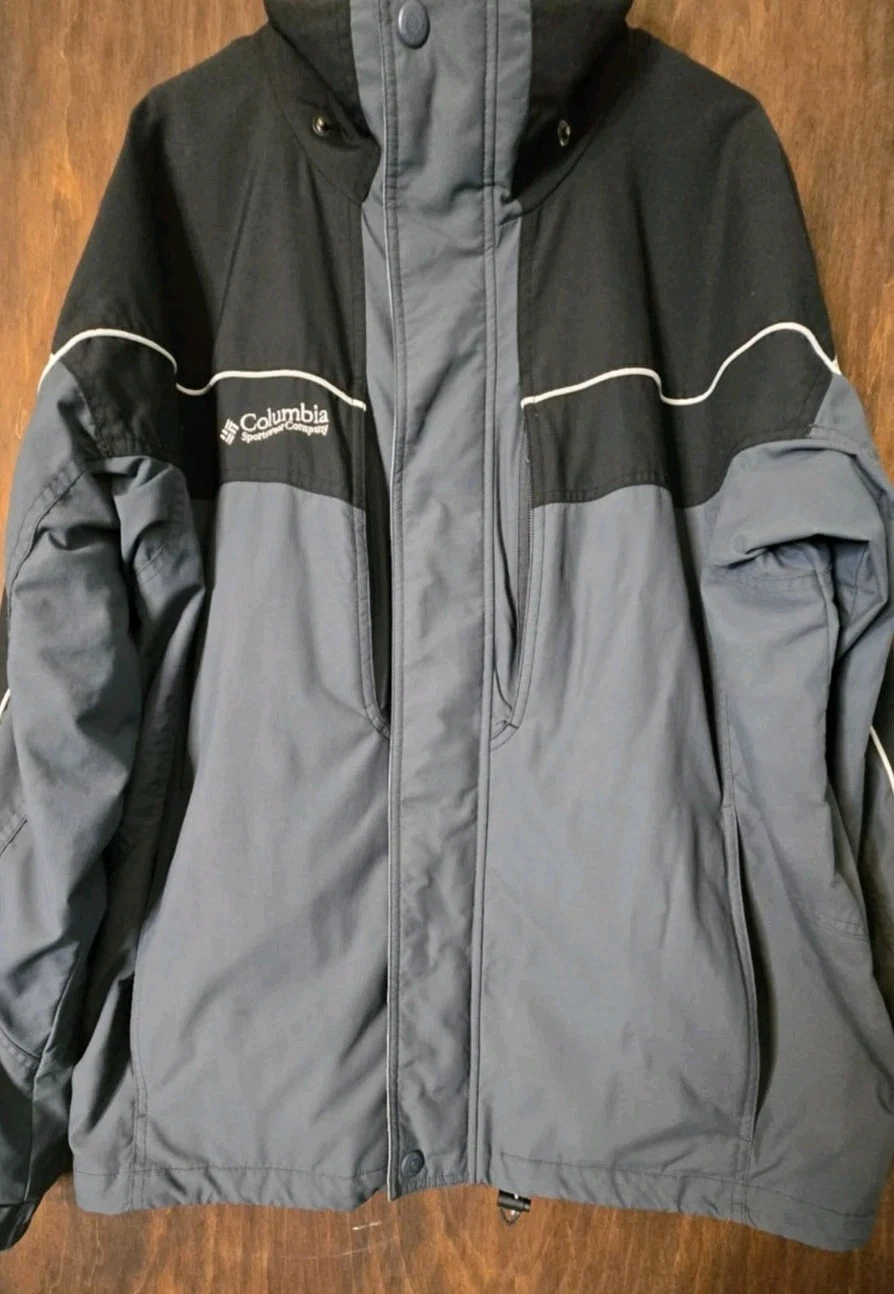 Columbia Sportswear Company Mens Sz Lg Nylon Jacket Black/Green/Tan Poly mesh...