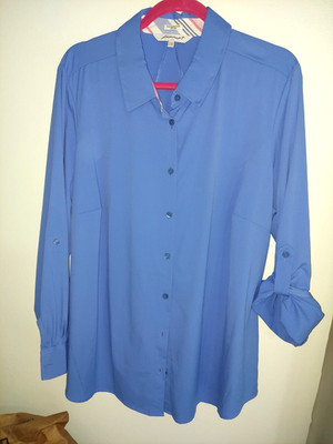NWT Foxcroft NYC Sun Protection Sz 16W Shirt Shaped Tunic Button Up  tab sleeves