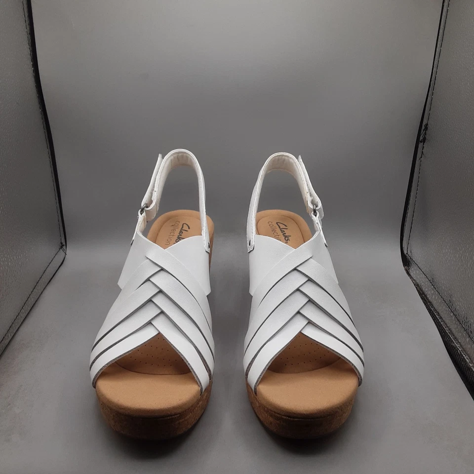 Женские светящиеся сандалии Clarks Giselle 9,5 М белая кожа с ремешком A61 - Изображение 2 из 4