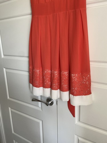 Women’s Apricot Size 10 Orange Lace Hem Detail Fit And Flare Dress - Picture 2 of 7