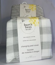 Burt's Bees Baby Organic Cotton 4-Changing Pad Covers & 2-Crib Sheets White Gray