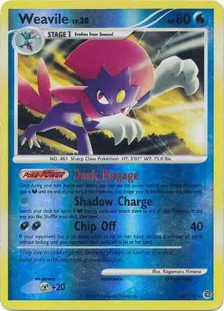 Weavile - 40/132 - Pokemon Secret Wonders Reverse Holo NM