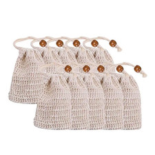 5-50Pcs Natural Sisal Soap Bags Shower Bath Exfoliating Soap Saver Pouch Holder