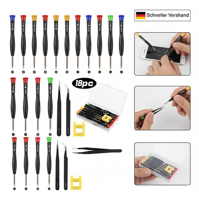 Flintronic Mini Schraubenzieher Set, 18 Stück Brillen Schraubendreher, 15 Uhrm