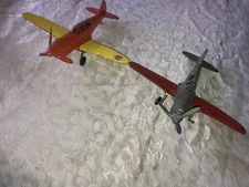 2 RARE 1960s HUBLEY Kiddie Toy 761 WWII P-40 WARHAWK Military FIGHTER Airplanes