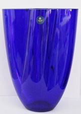 Holmegaard dunkelblaue große schwere GARDENIA Glas Vase * Design Anja Kjaer 23,5