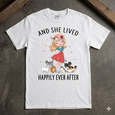 She Lived Happily Ever After Black Fairy Tale Graphic Unisex T-shirt