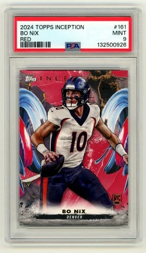 Bo Nix 2024 Topps Inception #161 Red Parallel Rookie RC #7/75 PSA 9 Broncos