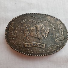 Vtg Belt Buckle Dakota Great Buffalo Trading Co. Bergamot Brass Native American
