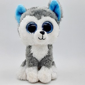 Ty Beanie Boos Husky Plush Small Gray White Blue Glitter Eyes With Tag