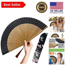 Portable Handcrafted Silk Fan - Elegant Accessory for Warm Weather Events