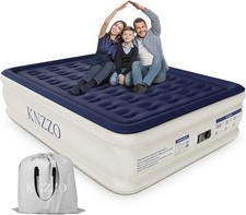 KNZZO Queen Air Mattress with Built-in Pump, 18" Top Inflatable Mattress
