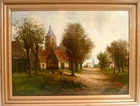 LOUIS JENSEN! VILLAGE SCENERY WITH CHURCH