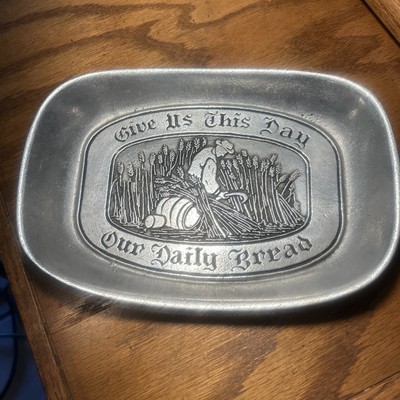 Vintage Wilton Armetale Pewter ''Give Us This Day Our Daily Bread'' Tray Plate