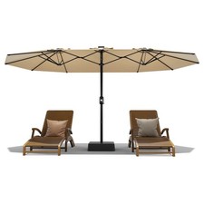Rectangular Patio Umbrella with Base Large Outdoor Umbrella with Crank Handle