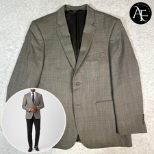 Jos A Bank Mens 43R Blazer Grey Glen Plaid 100 Wool Tailored Fit Sport Coat