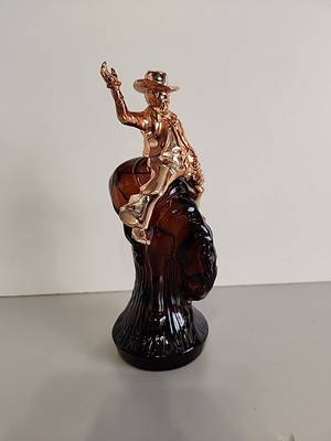 Avon Bucking Bronco Aftershave Gold Tone Cowboy Oland 6oz Decanter Vintage FULL
