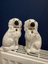 Pair Staffordshire Spaniel Mantle Dogs 13cm High.