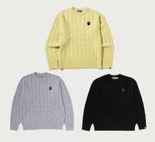 A BATHNIG APE Men's ONE POINT CABLE KNIT CREWNECK SWEAT SHIRT 1M80120302 b
