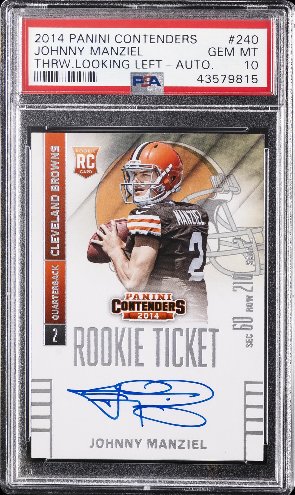 Johnny Manziel Panini Contenders #240 Variation 2-Autograph-Super Bowl Ticket 1/1