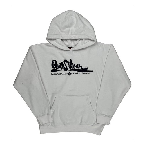 Boardriders Club Quiksilver Spellout Hoodie - Medium White Cotton