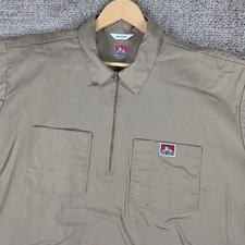 Ben Davis Mens 3XL Khaki Tan Short Sleeve Half Zip Work Shirt Made in USA