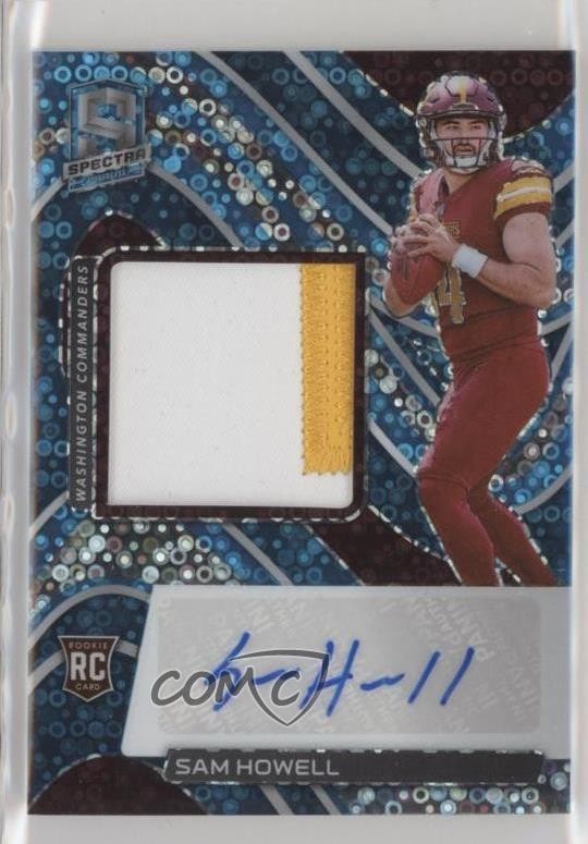 2022 Spectra Neon Blue Prizm 4/60 Sam Howell #241 RPA Rookie Patch Auto RC 02q8