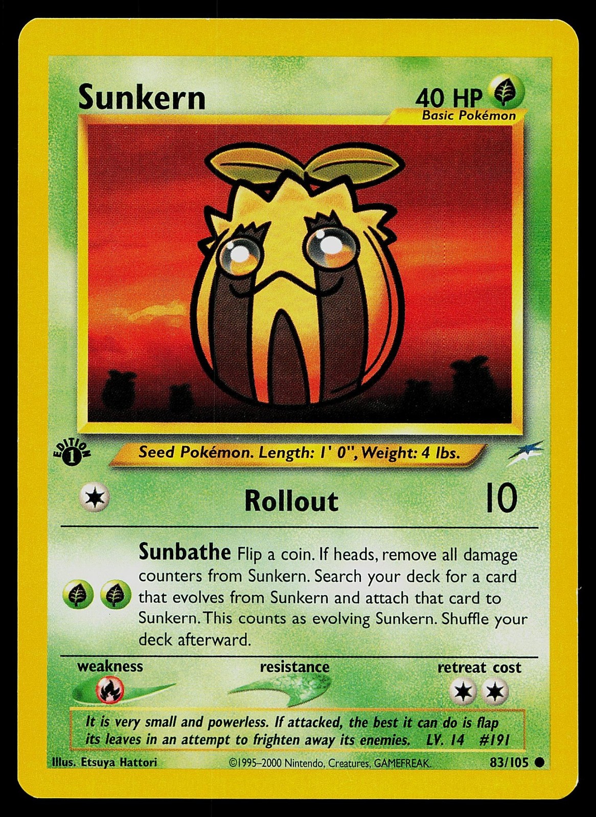 Pokemon Card Neo Destiny Sunkern 83/105 Common 1st Edition
