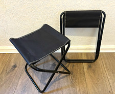 2x Black Metal Folding Chairs, Foldable Indoor, 25 x 25 x 40 cm Used