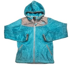 The North Face Fleece Jacket Girls M 10/12 Blue Hooded Full Zip Lightweight