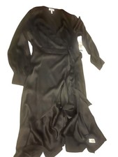 Sofia Vergara Women's Faux Wrap Ruffle Side Tie Long Sleeve Midi Dress NWT Large