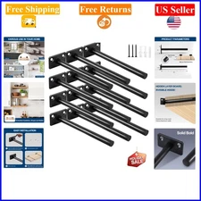 12 Pack 6" Black Steel Hidden Floating Shelf Brackets Supports with Screws